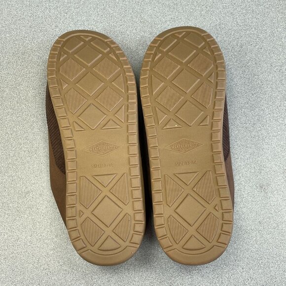 NEW Weatherproof Vintage Men's Size 13-14 Brown Slippers Faux Suede & Sherpa - Picture 4 of 6